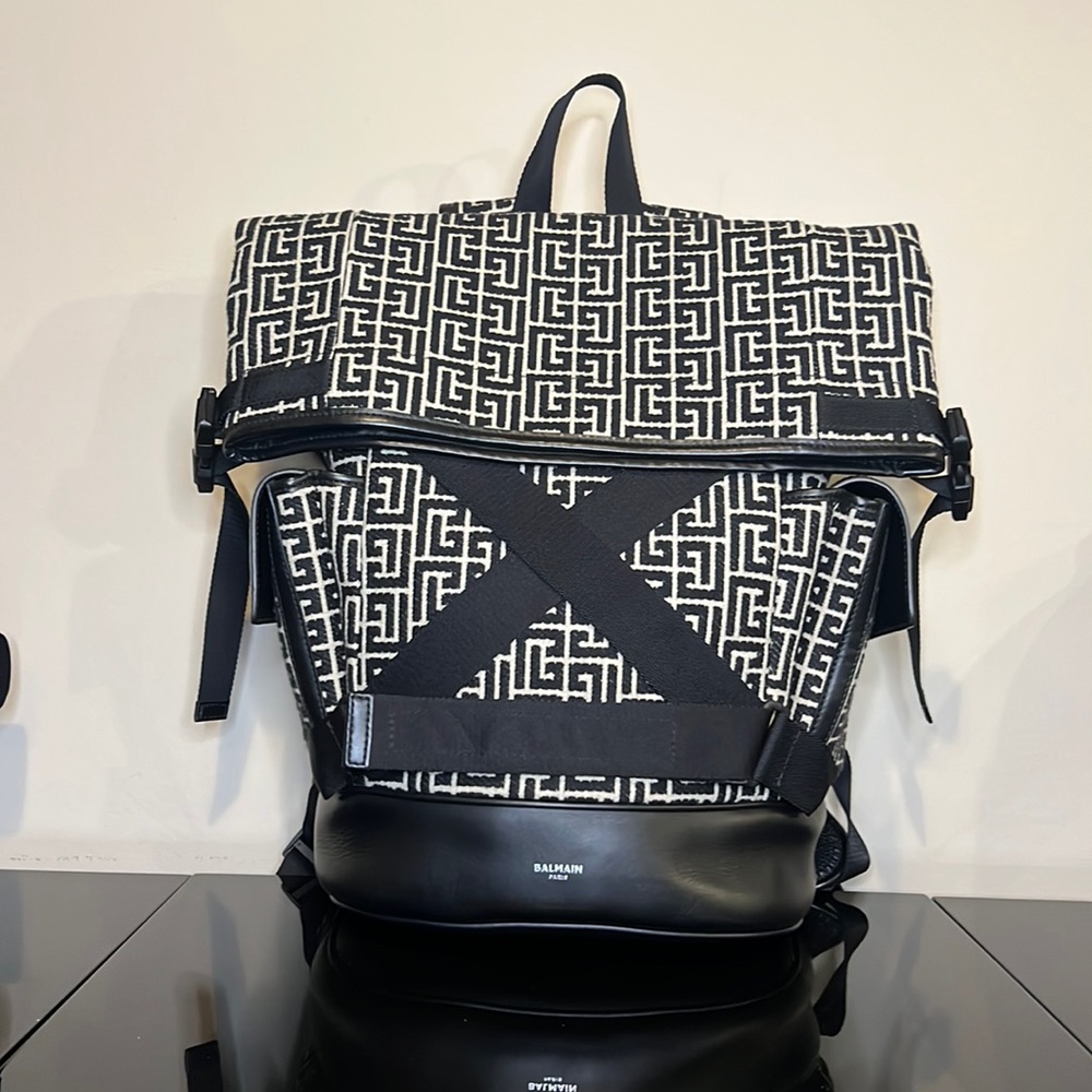 Balmain Monogram Fold-over Backpack